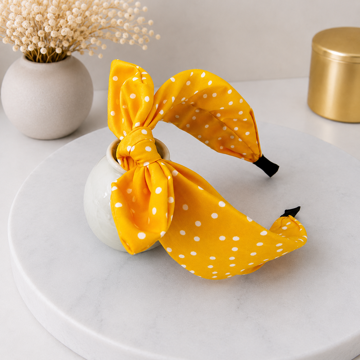 Polka dots headband with bow