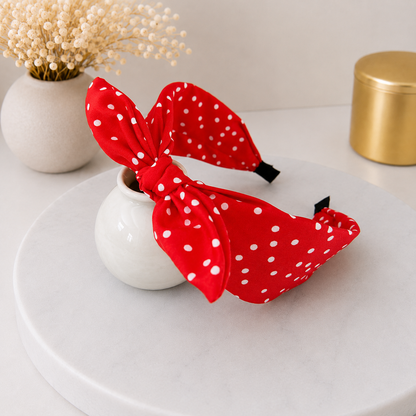 Polka dots headband with bow