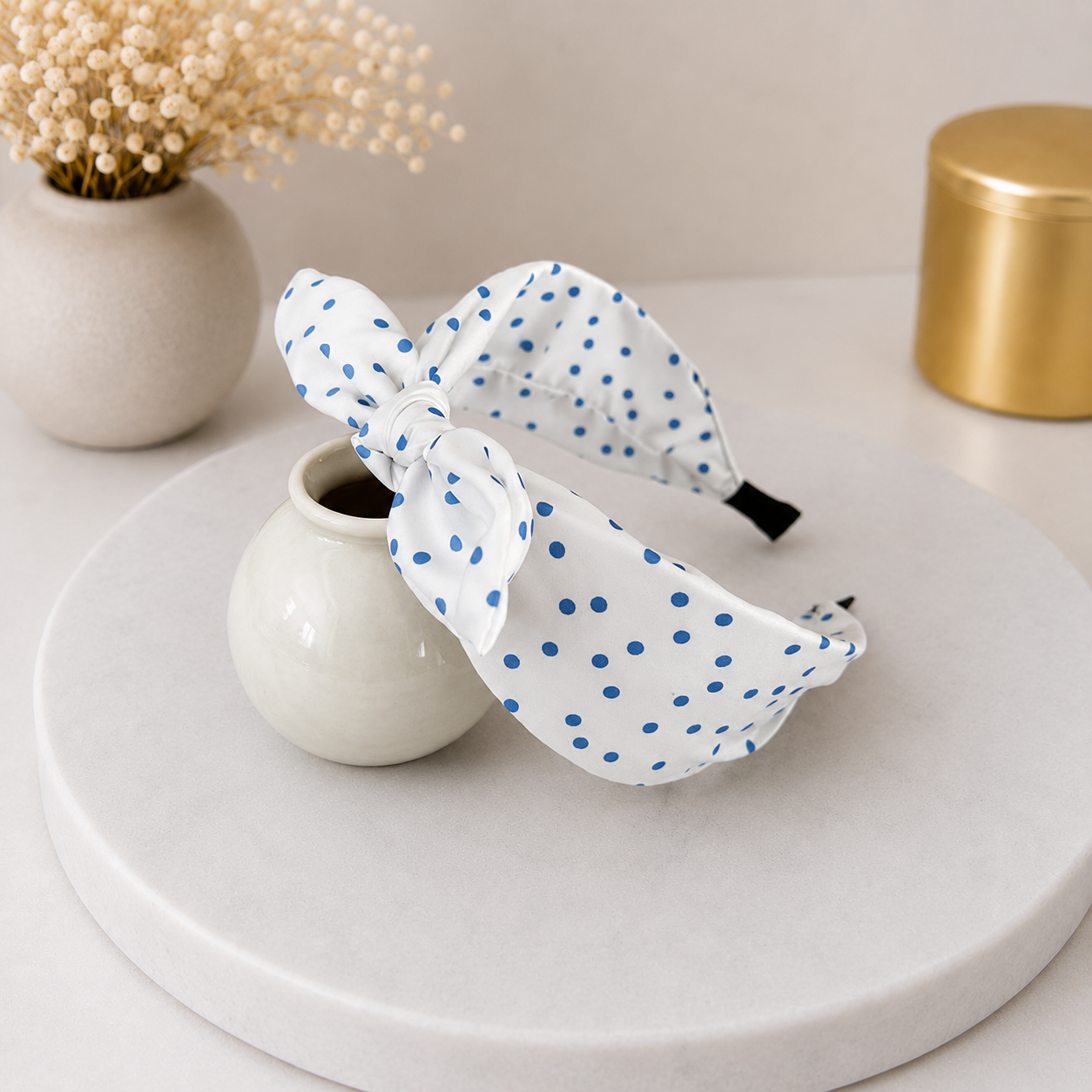 Polka dots headband with bow