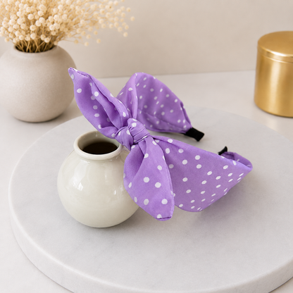 Polka dots headband with bow