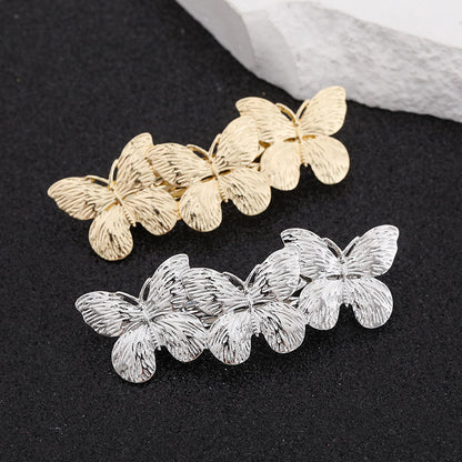 Triple butterflies small hair barrette
