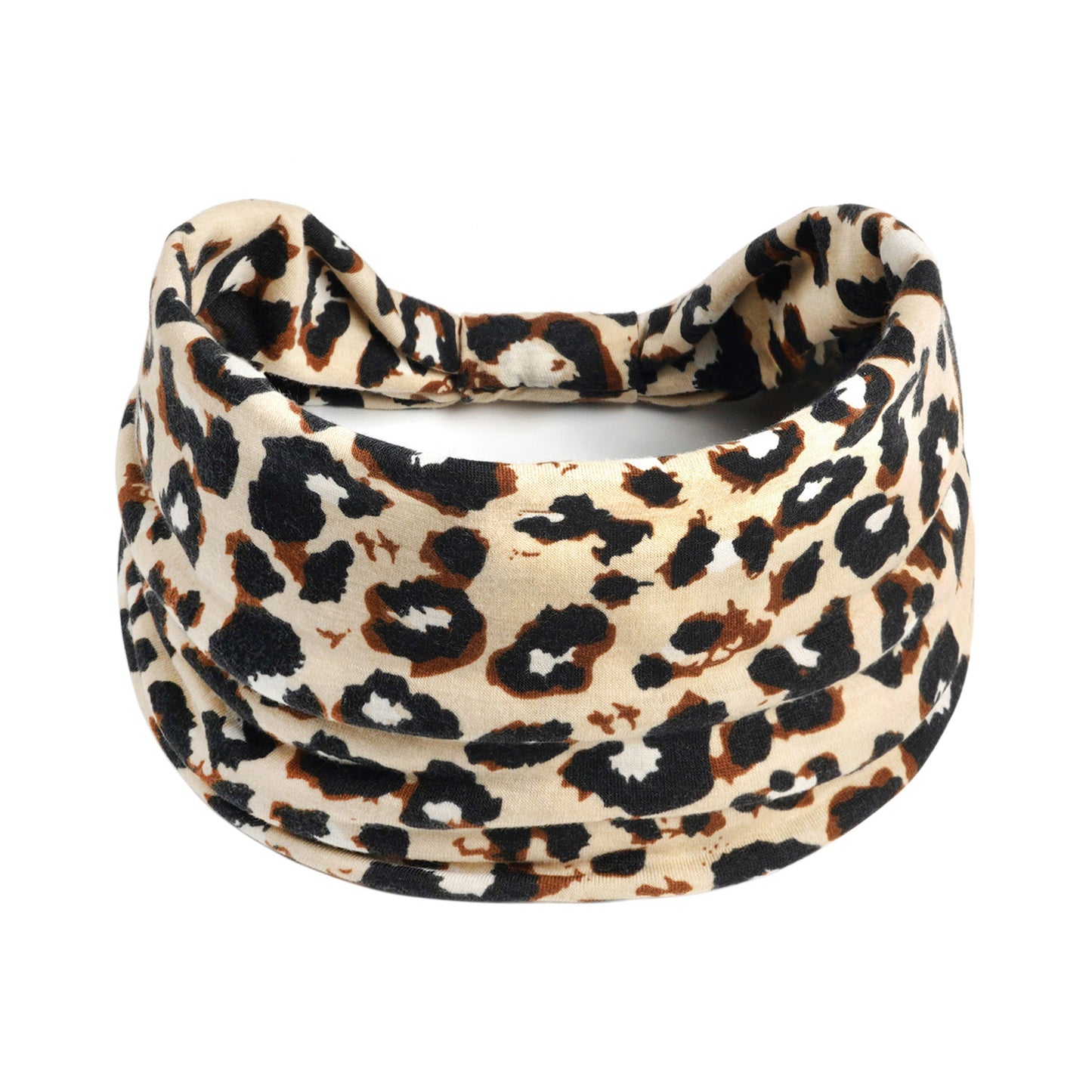 2-way white spotted leopard prints knotted bandanna headband