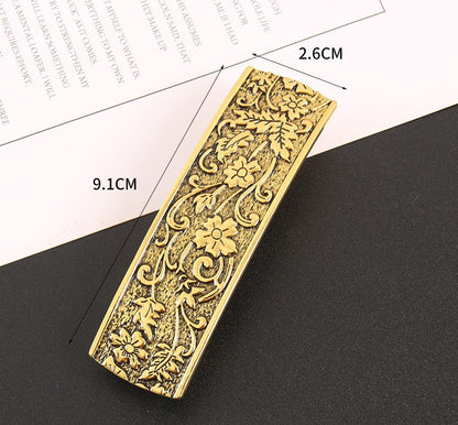 Antique metallic floral large hair barrette