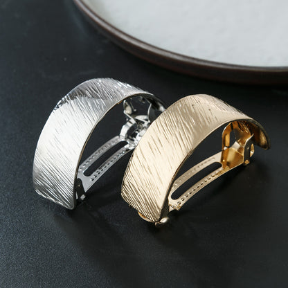 Slim pony tail barrette in brushed metal