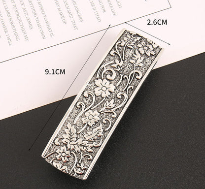 Antique metallic floral large hair barrette