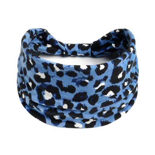 2-way white spotted leopard prints knotted bandanna headband