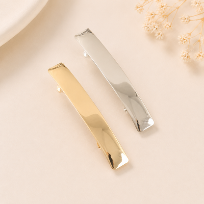Metallic rectangle hair barrette