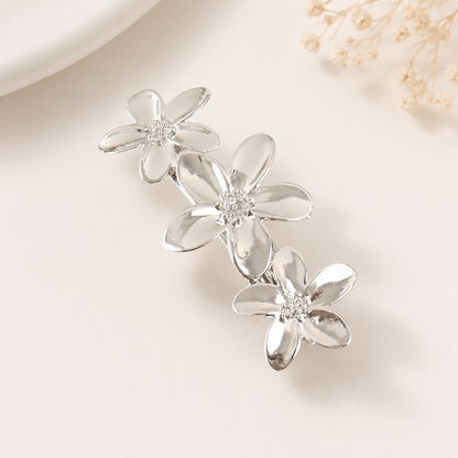 Metallic flowers hair barrette