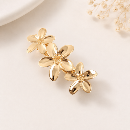 Metallic flowers hair barrette