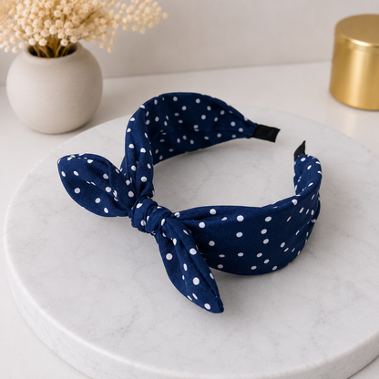 Polka dots headband with bow