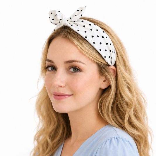 Polka dots headband with bow