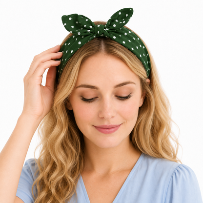 Polka dots headband with bow