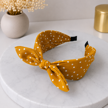 Polka dots headband with bow