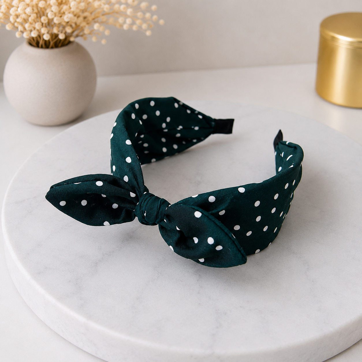Polka dots headband with bow