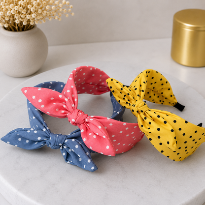 Polka dots headband with bow