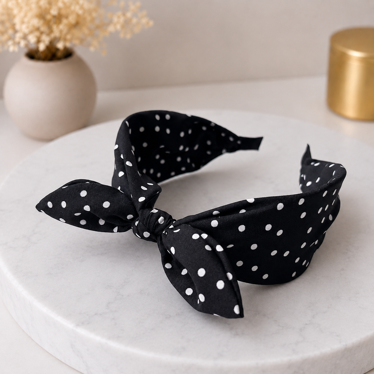 Polka dots headband with bow