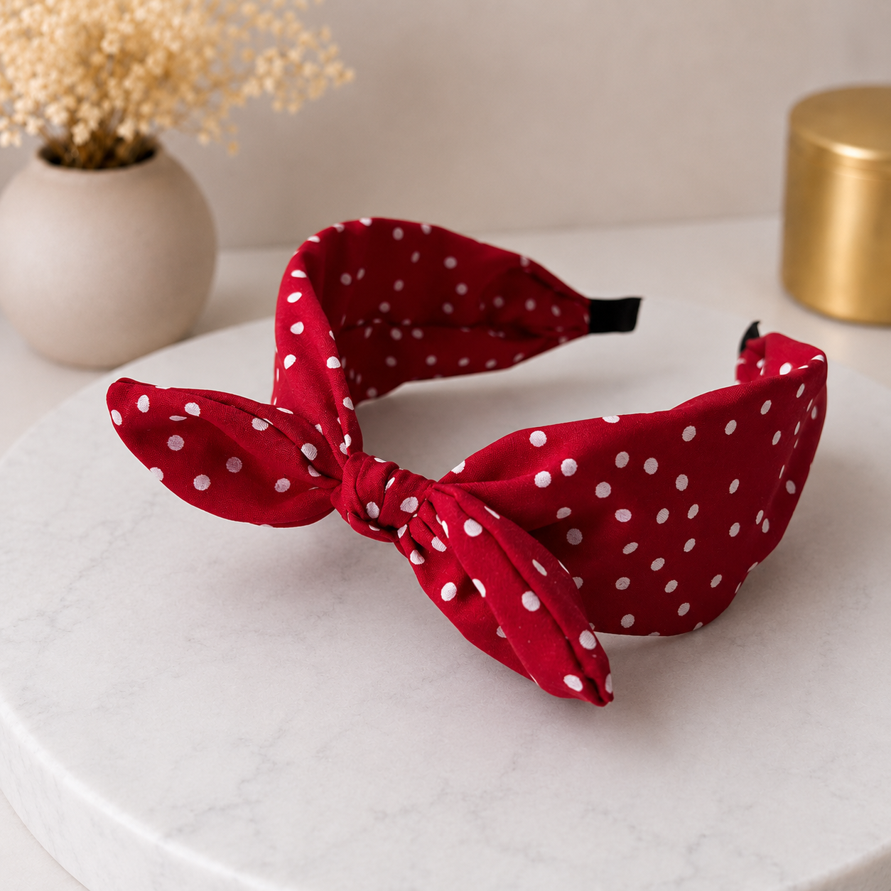 Polka dots headband with bow