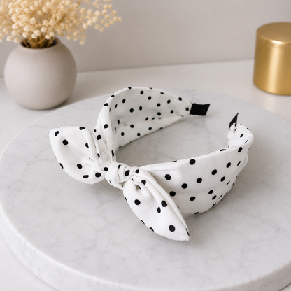 Polka dots headband with bow