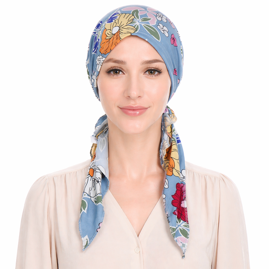 Printed hair cap with scarf