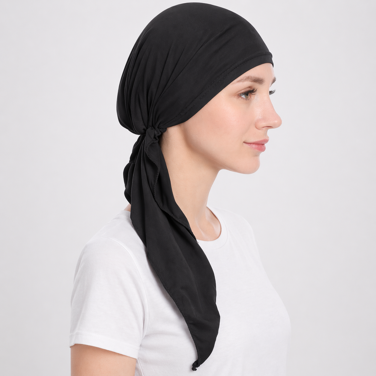 Super soft plain hair cap with scarf