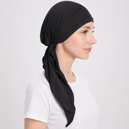 Super soft plain hair cap with scarf
