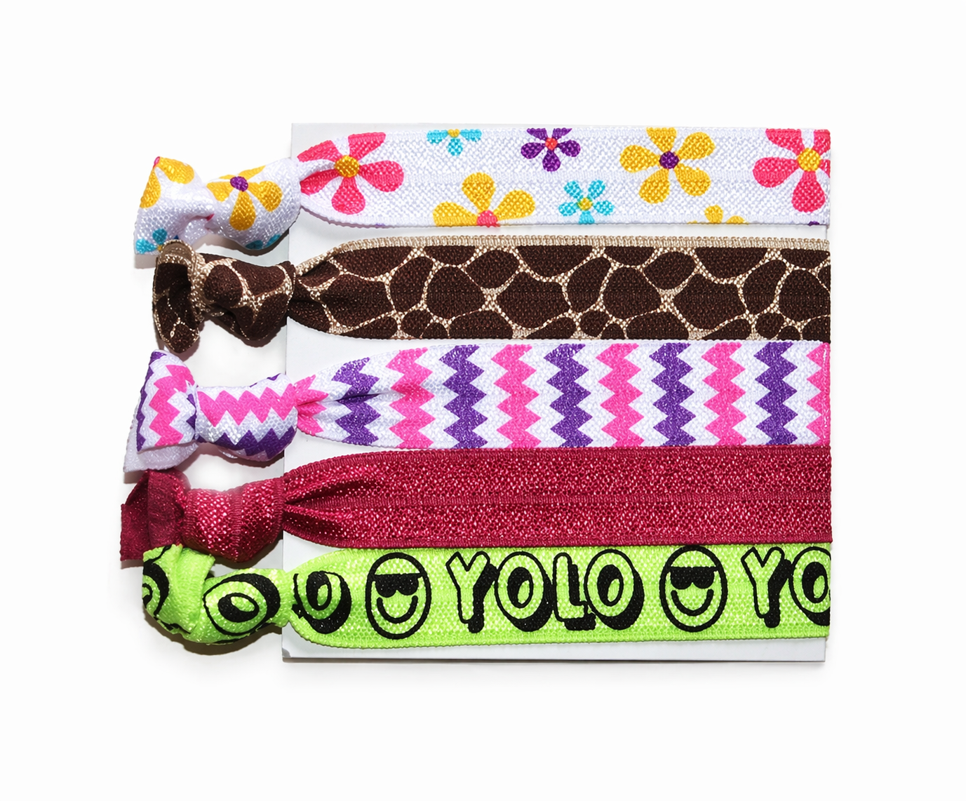 Printed elastic hair tie pack