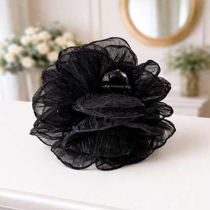 Black organza extra-large hair claw