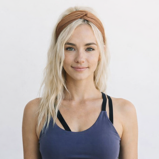 Twist front ribbed cotton elastic headband