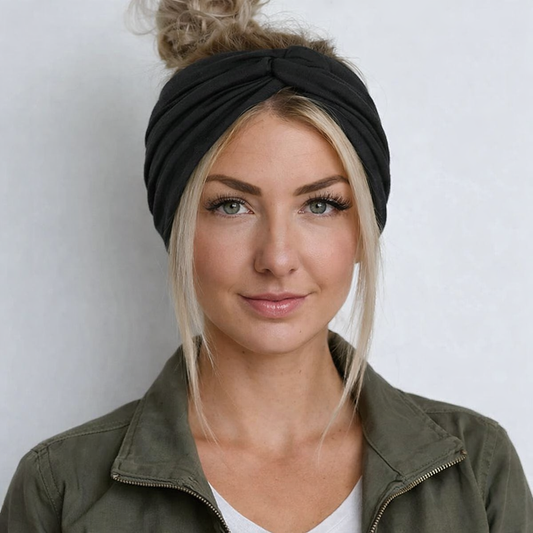 Super wide twist front stretchy headband