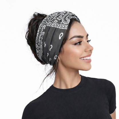 Paisley print super wide twist front stretchy headband