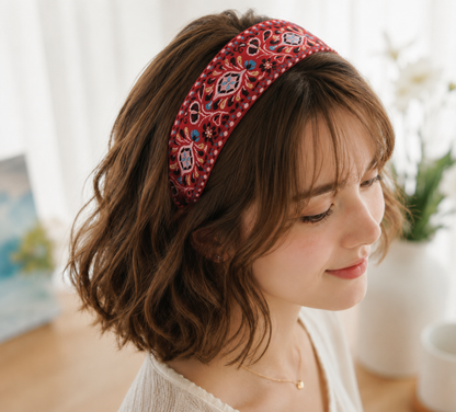 Embroidered floral headband