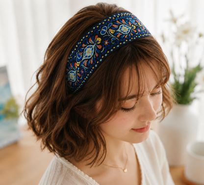 Embroidered floral headband