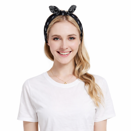 Paisley print headband with bow