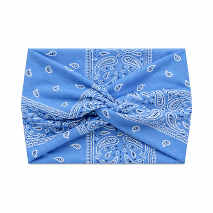 Paisley print super wide twist front stretchy headband