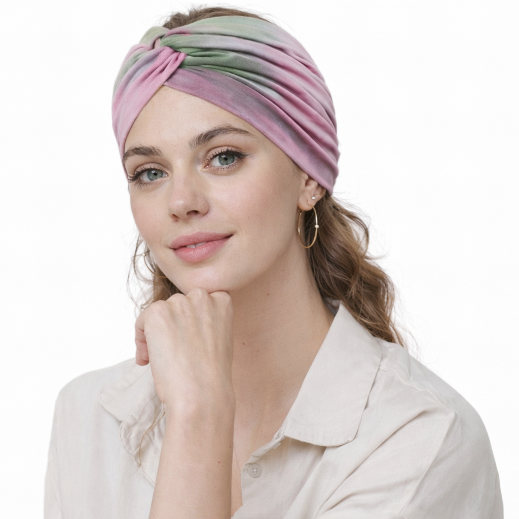 Tie dye print super wide twist front stretchy headband