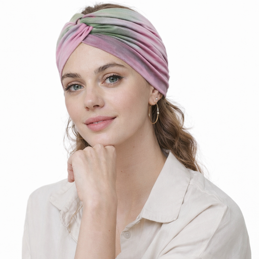 Tie dye print super wide twist front stretchy headband