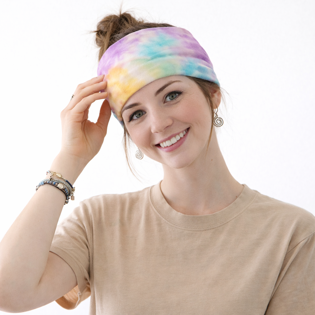 Tie dye print super wide twist front stretchy headband