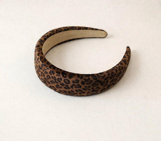Leopard velvet padded headband