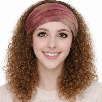 Extra-wide tie dye print knotted bandanna hair band