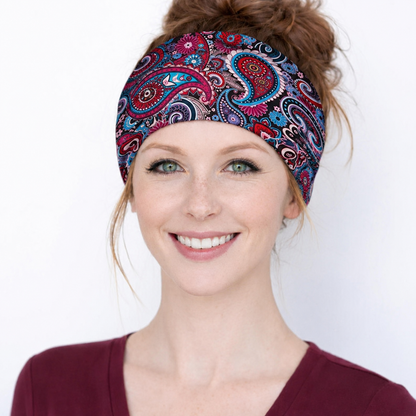Multi-purpose seamless head wrap in paisley print