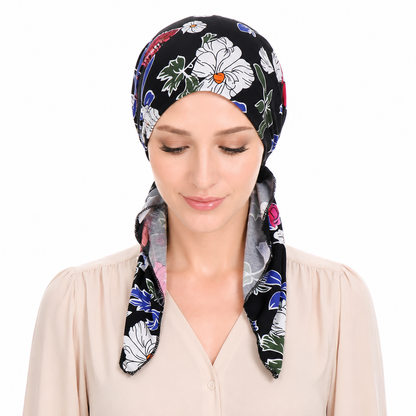 Printed hair cap with scarf