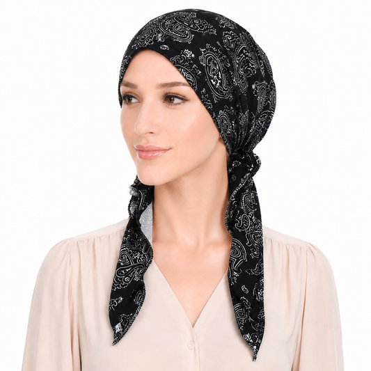Printed hair cap with scarf