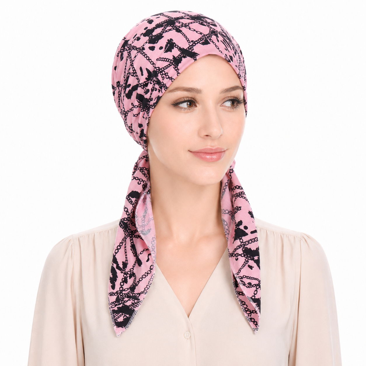 Printed hair cap with scarf