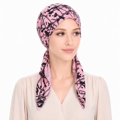 Printed hair cap with scarf