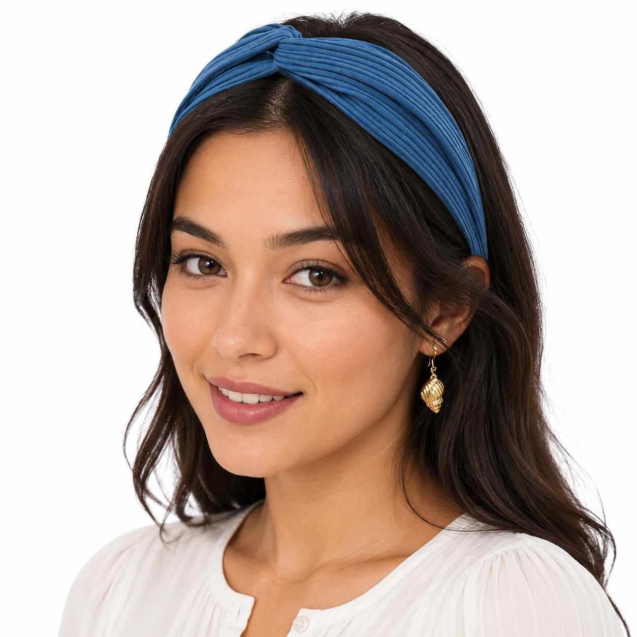Twist front ribbed elastic headband