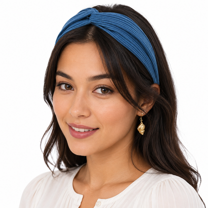 Twist front ribbed elastic headband