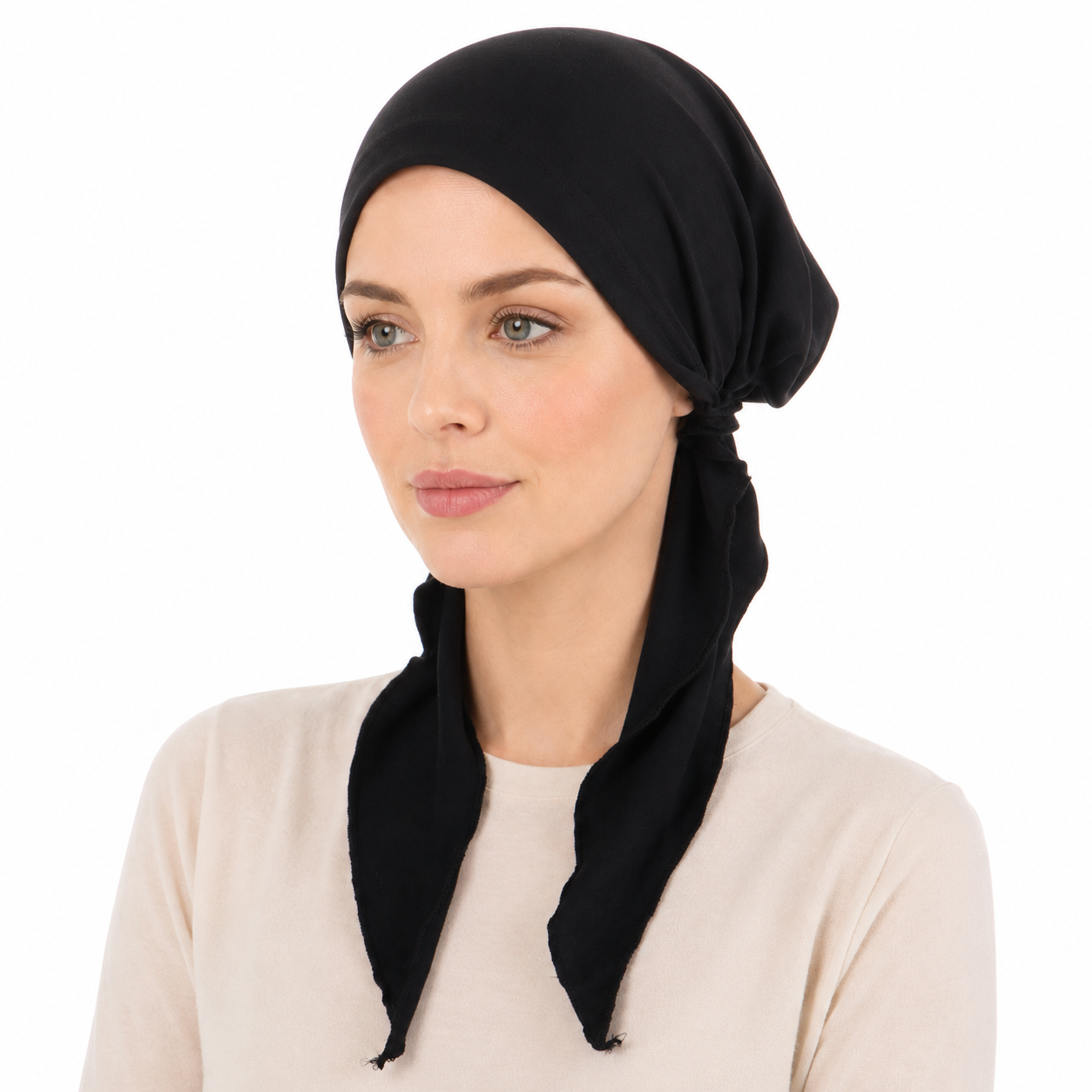 Super soft plain hair cap with scarf