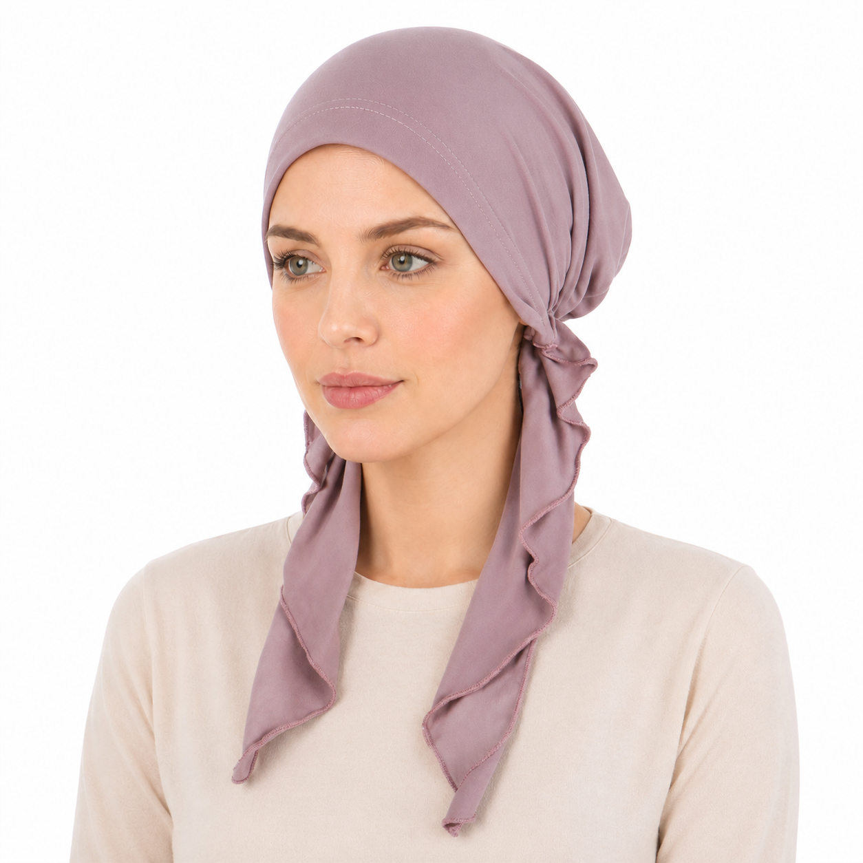 Super soft plain hair cap with scarf