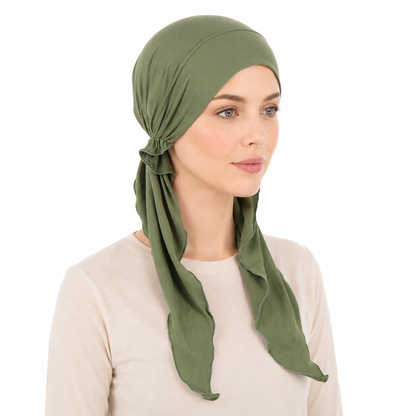 Super soft plain hair cap with scarf