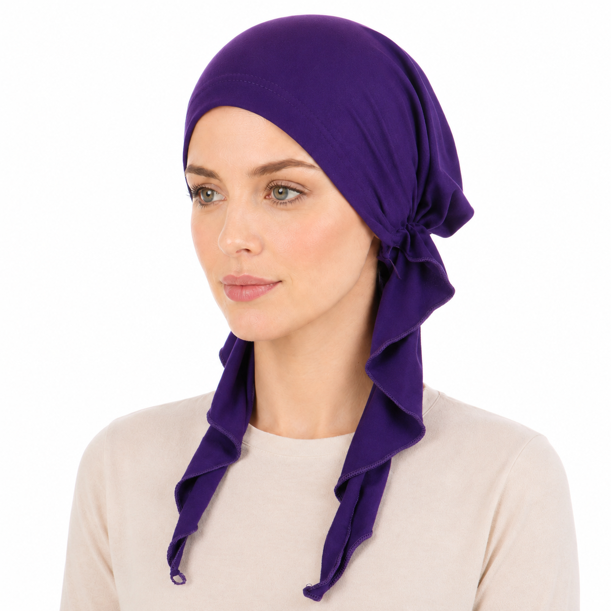 Super soft plain hair cap with scarf